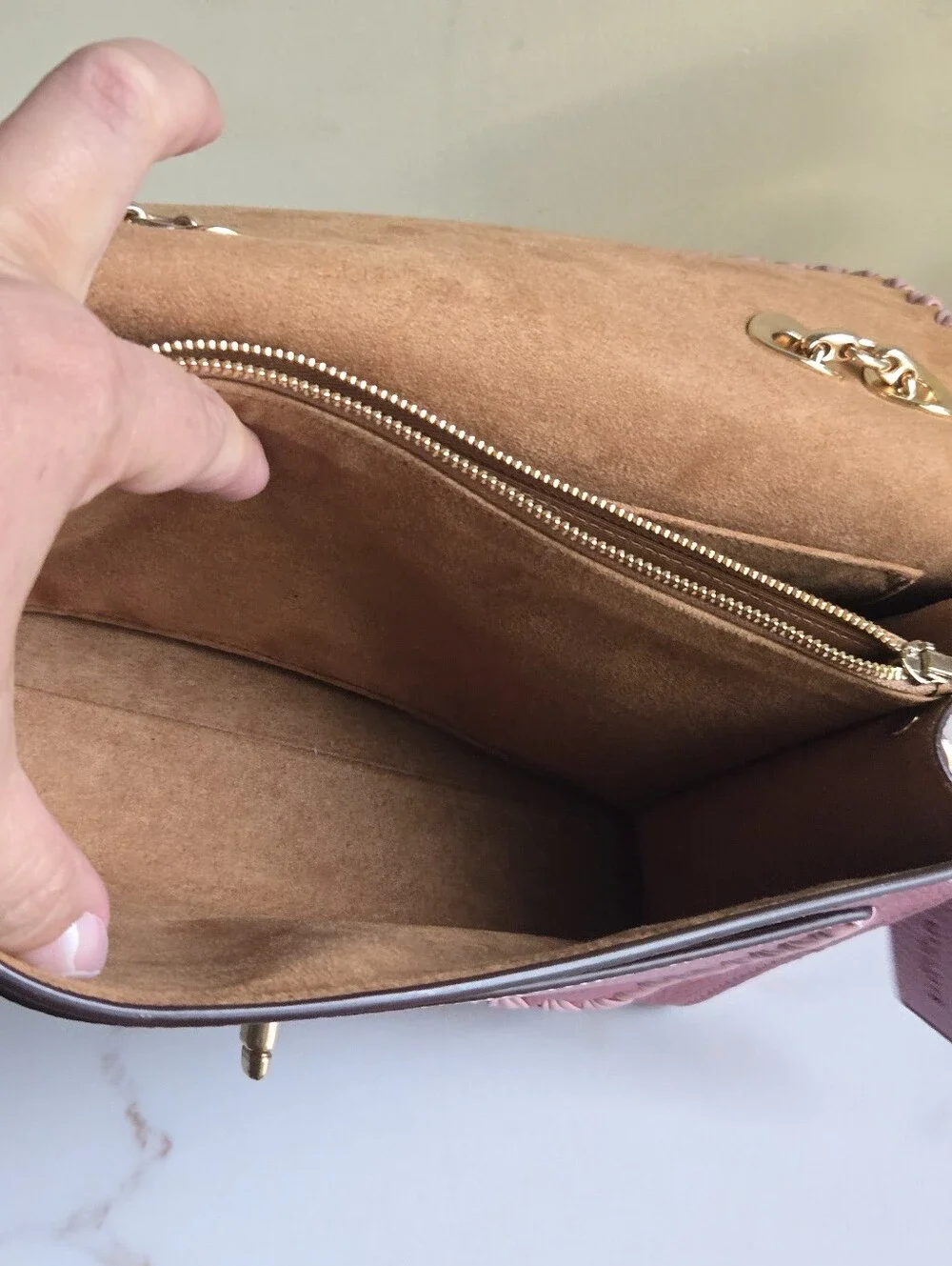 Like New Coach Lane Pink Whipstitch Leather Shoulder Bag